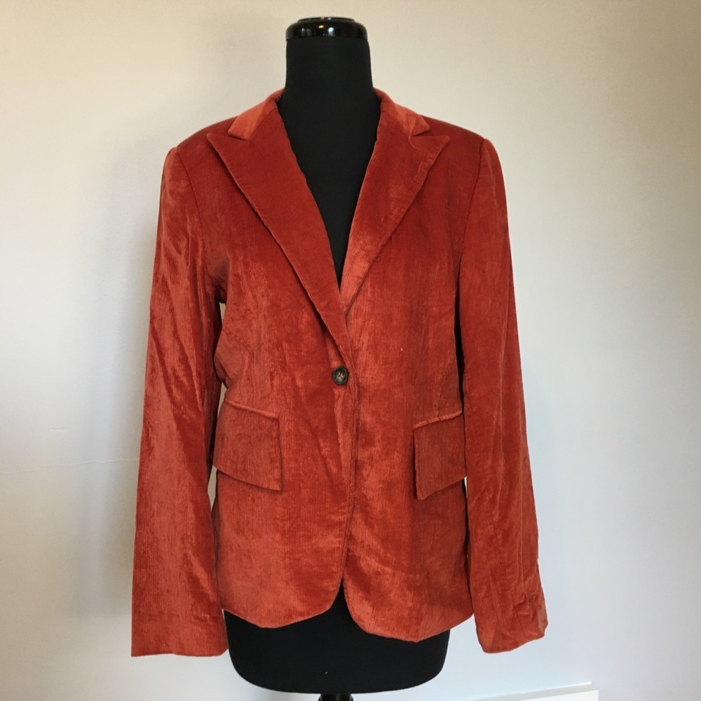 Y2K Banana Republic Brick Red Corduroy Blazer, 10
